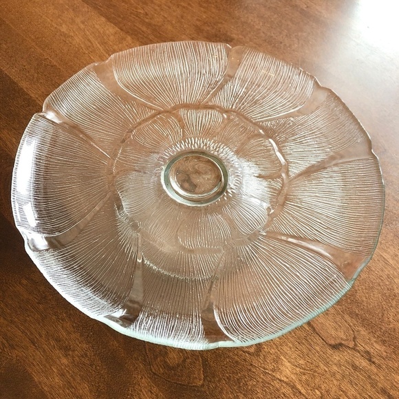 Arcoroc, France, FLEUR, Clear, Glass, Cake Stand, Vintage, 12.5" Nice Condition - Picture 1 of 11